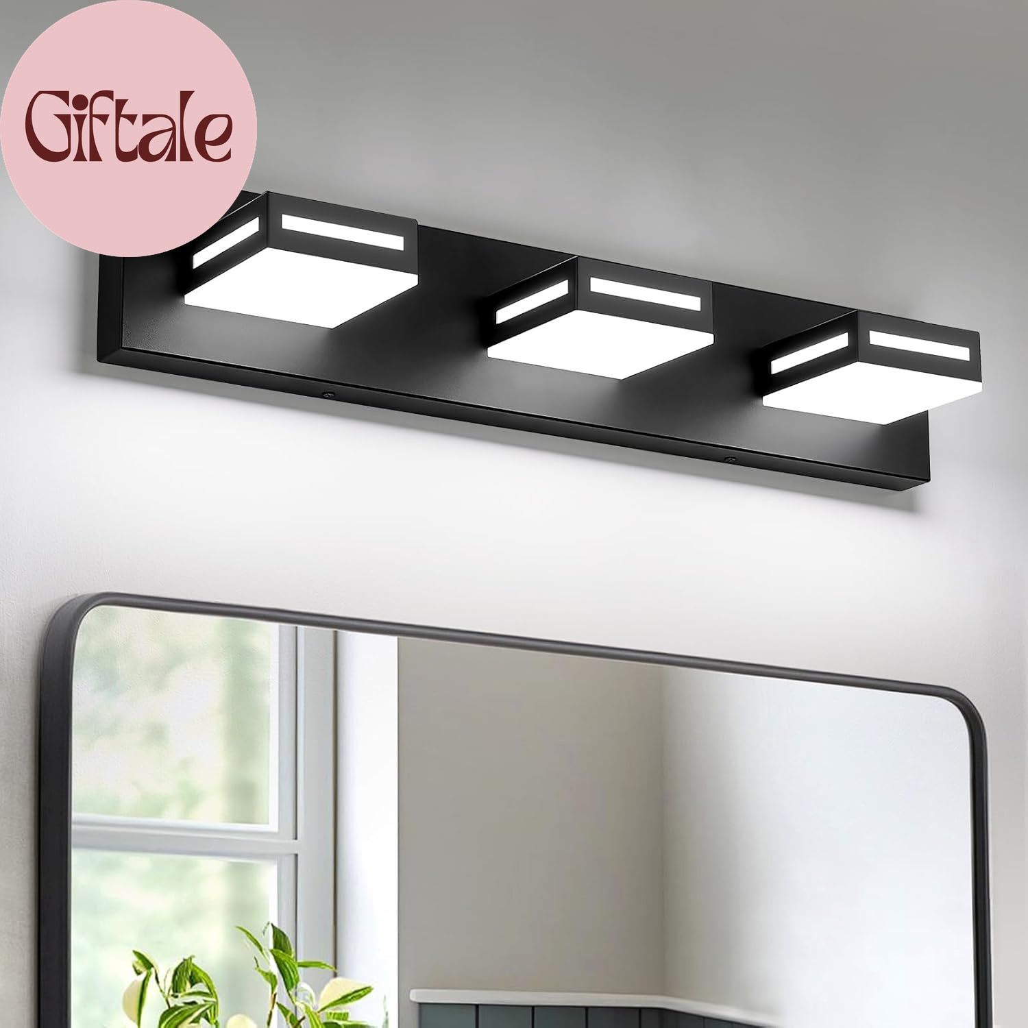 LED Modern Bathroom Light Fixtures, 3-Light 24-Inch Matte Black Vanity Lights fo gallery