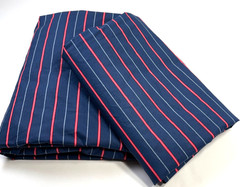 Ruvanti 100% Cotton Full Flat Fitted Deep Pockets Navy Red White Stripe
