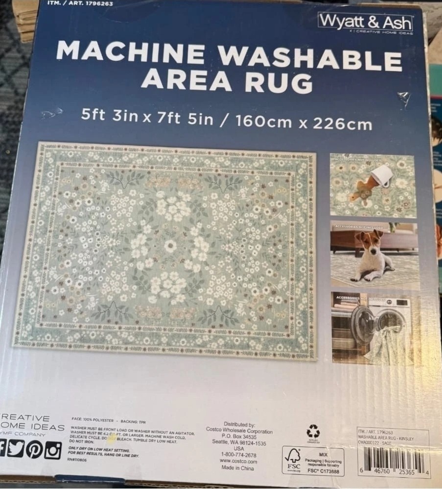 Wyatt & Ash Machine Washable Area Rug Kinsley Floral 5ft 3in x 7ft 5in gallery
