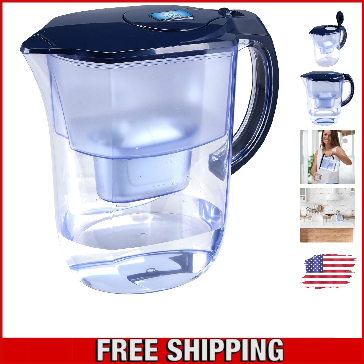 Ultra 3.8L Alkaline Water Filter Pitcher - BPA Free & Fast Filtration gallery