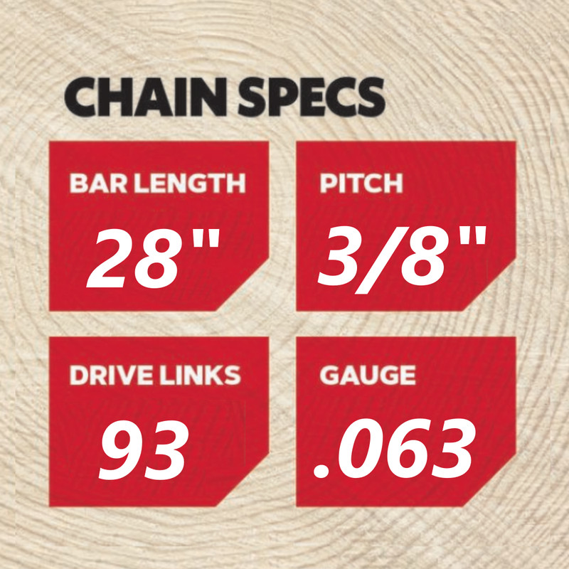 28" Square Ground Chisel Chain for Husqvarna, 61 65 66 70 77 160 Oregon 75CL093G gallery