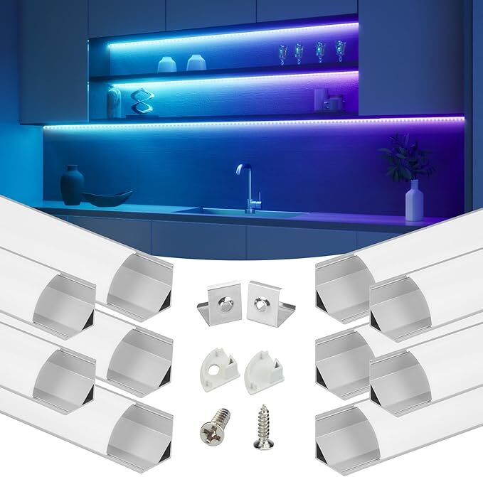 Muzata 3.3FT/1Meter V-Shape LED Channel System with Milky White Cover V1SW gallery