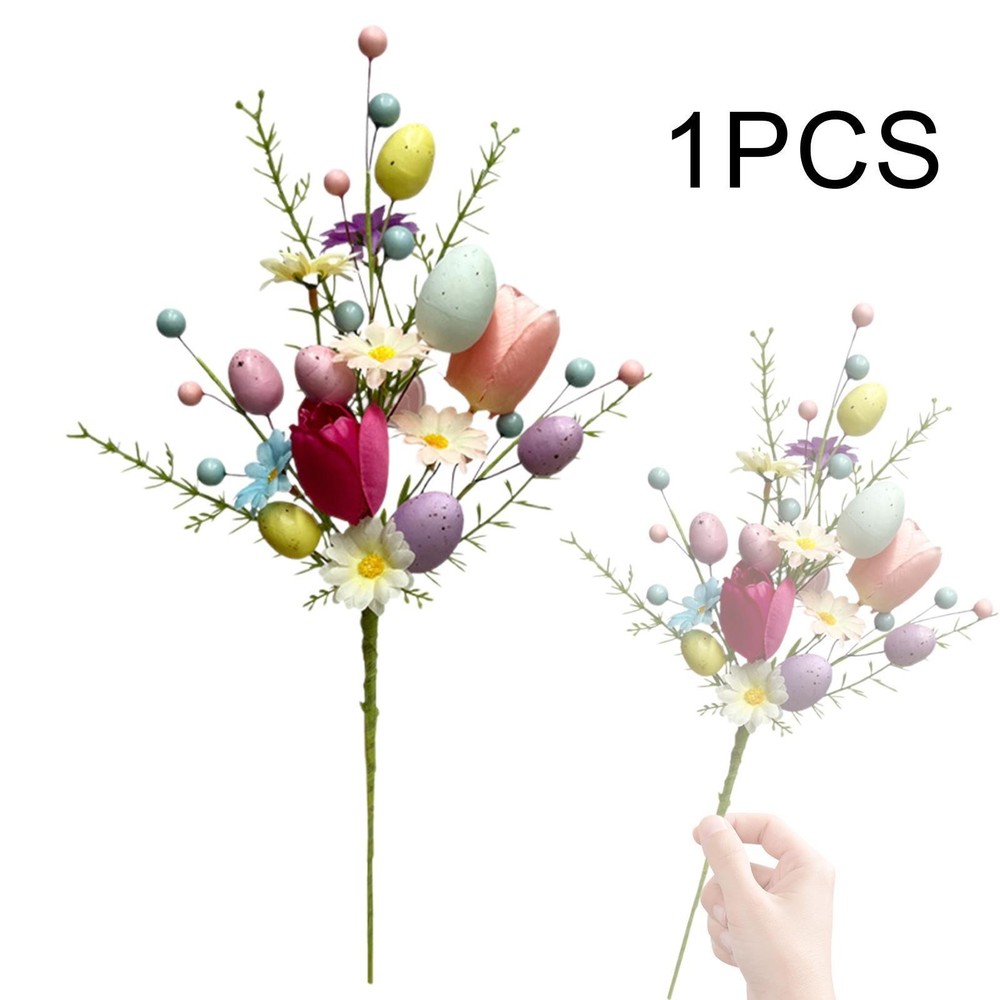 Easter Egg Stem Egg Pick Easter Decoration Twig Colorful Berries Bouquet