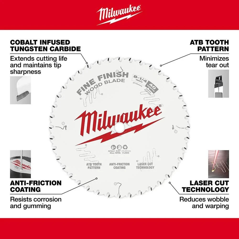 Milwaukee 8-1/4 In. 40T Fine Finish Circular Saw Blade gallery