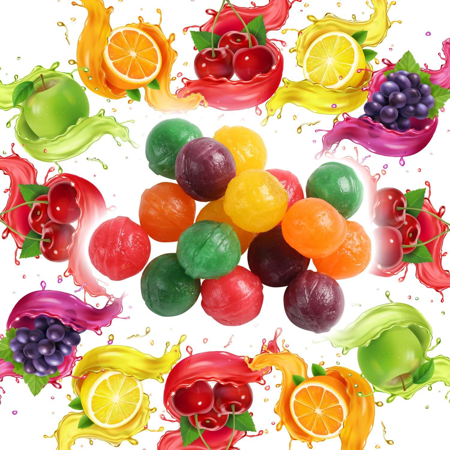 Hard Candy Fruit Balls - 4 Pounds - Fruity Sour Balls - Assorted Flavors gallery