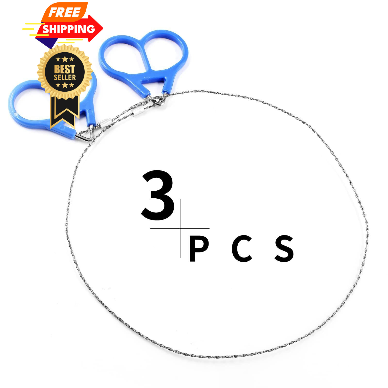 Bivethoi 3 Pack Stainless Steel Wire Saw Plastic Handle, Blue,silver gallery
