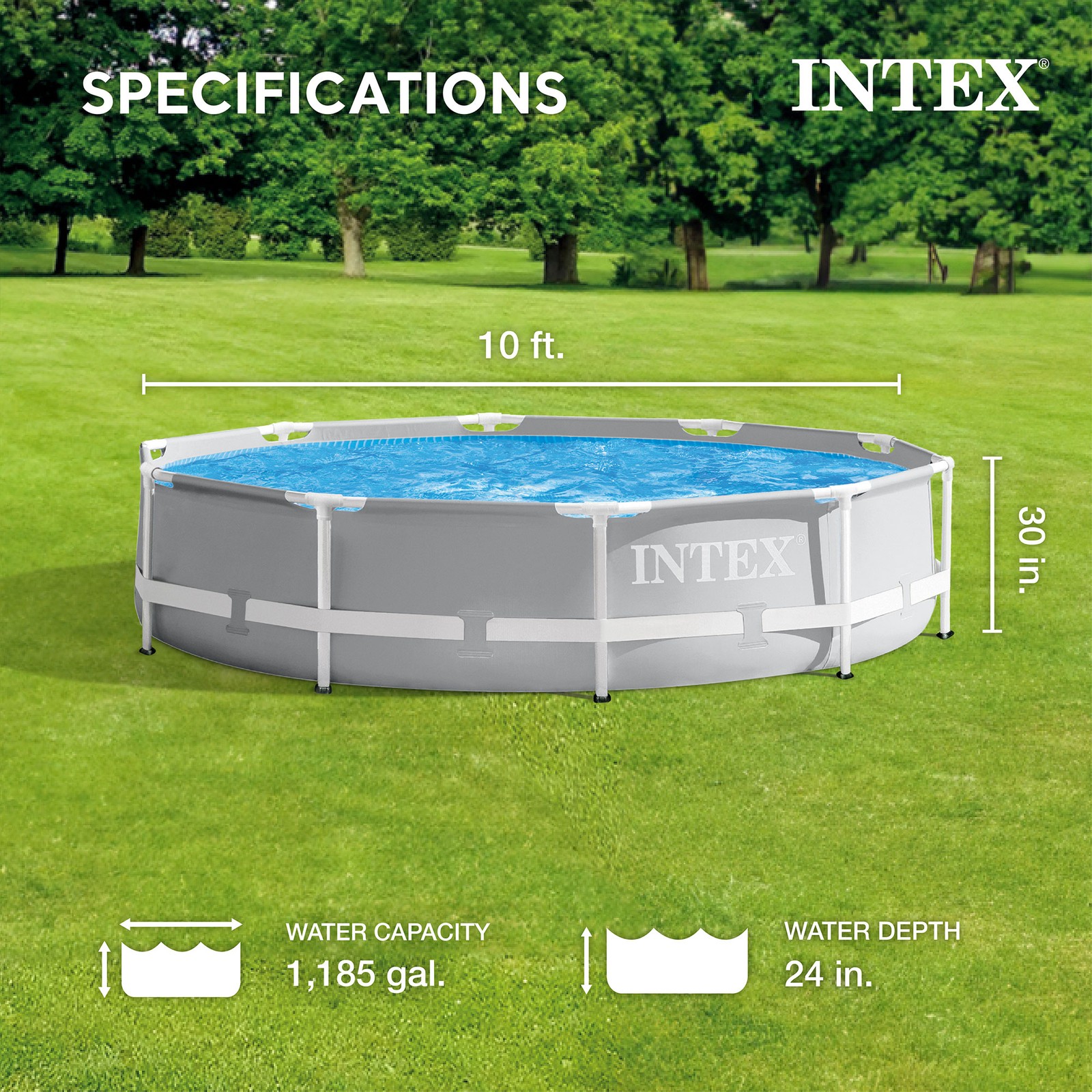 Intex 10'x30" Prism Metal Frame Above-Ground Swimming Pool(Pool Only)(Open Box) gallery