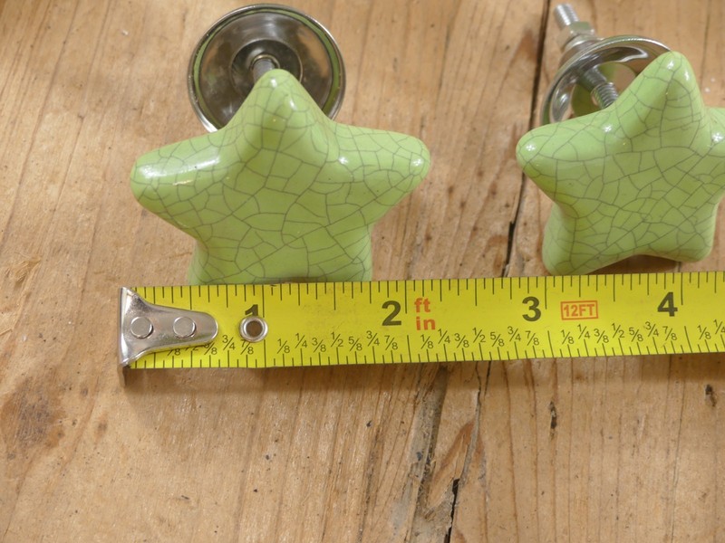 10 Lime Green Ceramic Knobs Closet Door Kitchen Cabinet Pulls Dresser Stars gallery