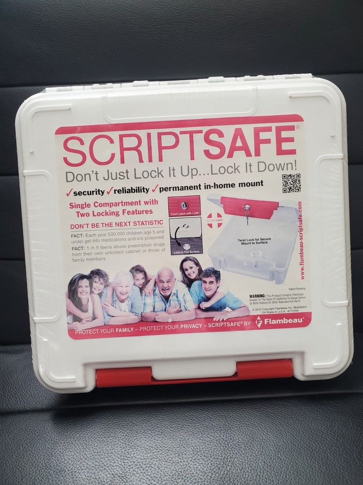 Script Safe Prescription Lock Box, 10” L x 10” W x 4” H - with Two Keys! ~NEW~