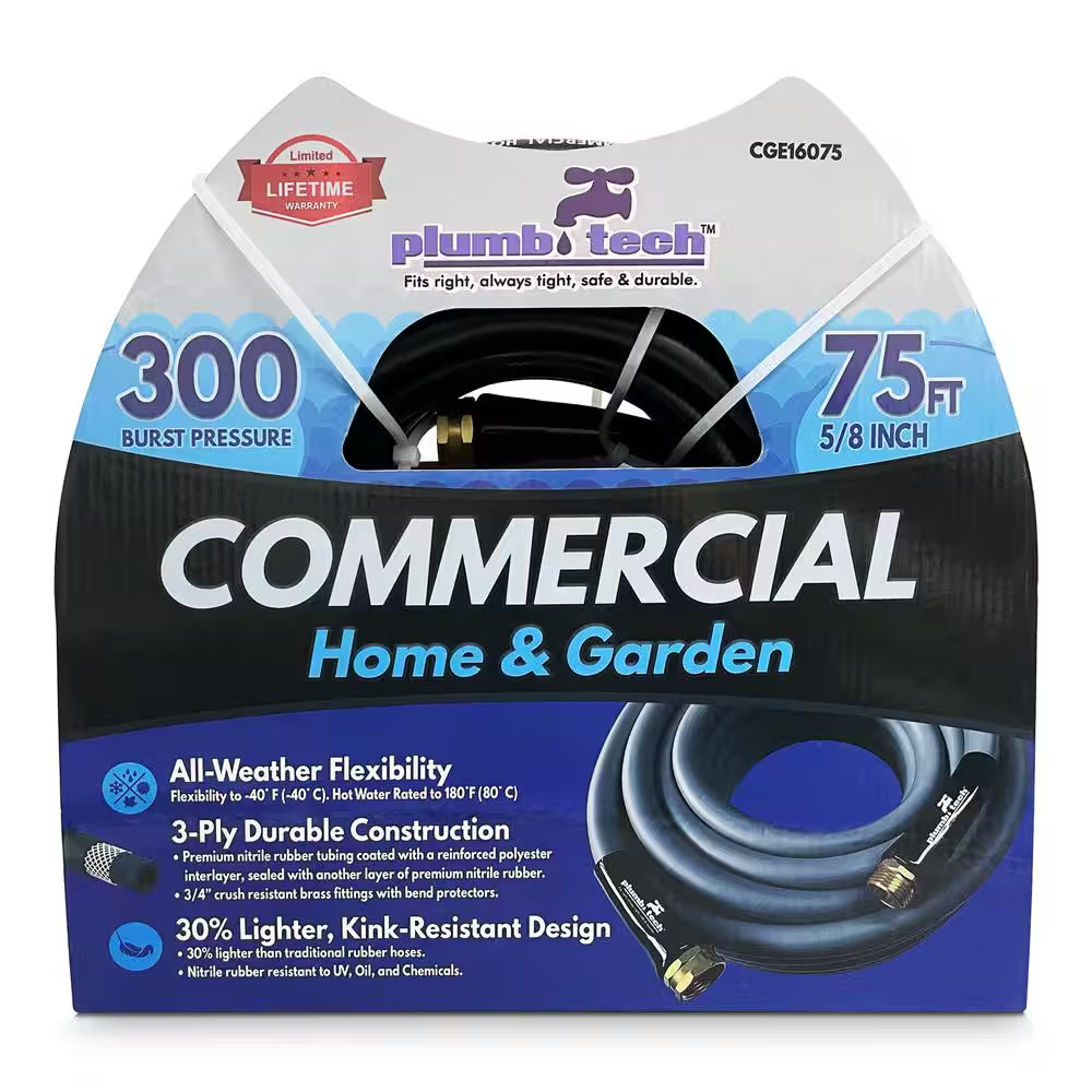 5/8 In. Dia. X 75 Ft. Black Nitrile Rubber Commercial, Home and Garden, Multi-Pu gallery