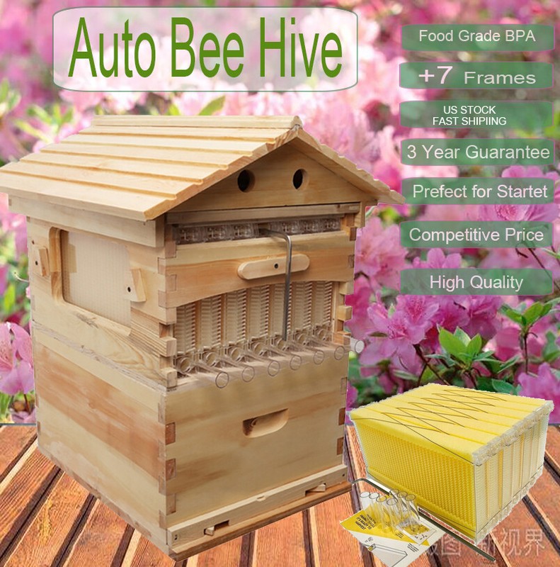 Auto Seep Bee Hives Boxes Langstroth Bee Hive HOUSE + 7x Bee Beekeeping Frames gallery