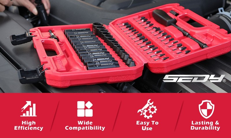 64PC 1/4" Drive Impact Socket Wrench Bits Set Metric SAE Deep Shallow Ratchet S2 gallery