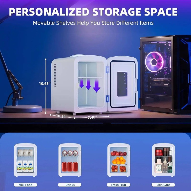 4L Mini Fridge Portable Cooler Beverages Cosmetics and food Compact refrigerator gallery