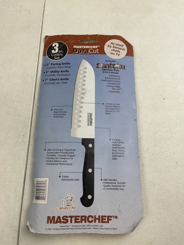 3 MasterChef DuraCut SANTOKU 7-5-3 Inches Knives Black Handle NEW gallery
