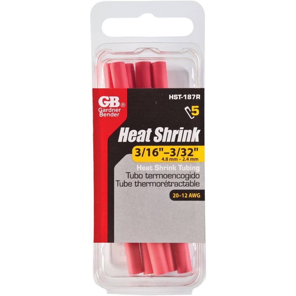 Gardner Bender Thin-Wall Polyolefin 3/16 In. x 4 In. Heat Shrink Tubing HST-187R