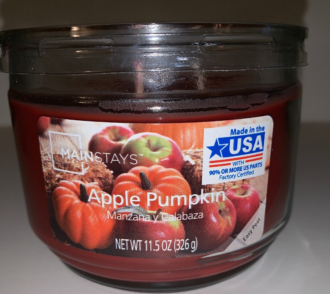 2 Mainstays APPLE PUMPKIN 3 Wick Jar Candle 11.5 oz no lead / Free Shipping gallery