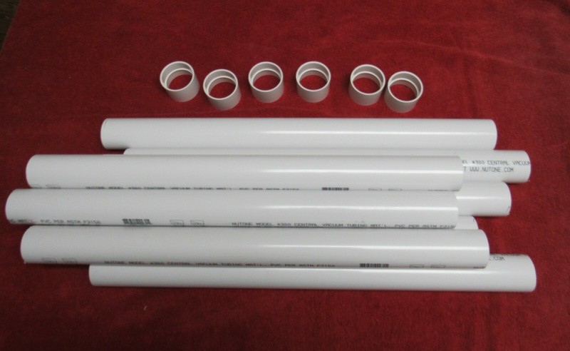 16ft Central Vacuum Pipe 2" PVC = (8) 2 ft sticks + (6) couplings gallery