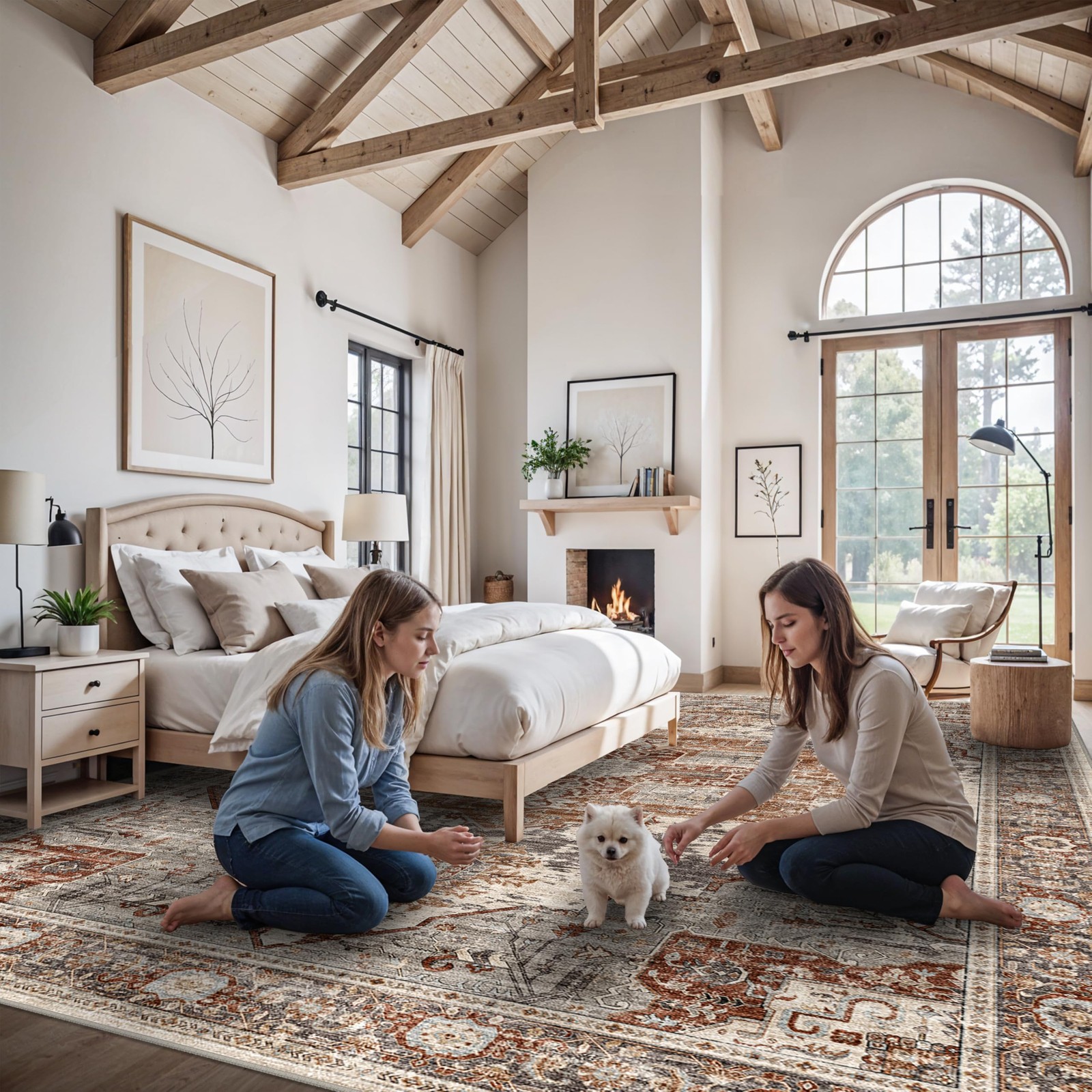 Area Rug 12x15 Washable Non Slip Backing Stain Resistant Brick X23059A Living gallery
