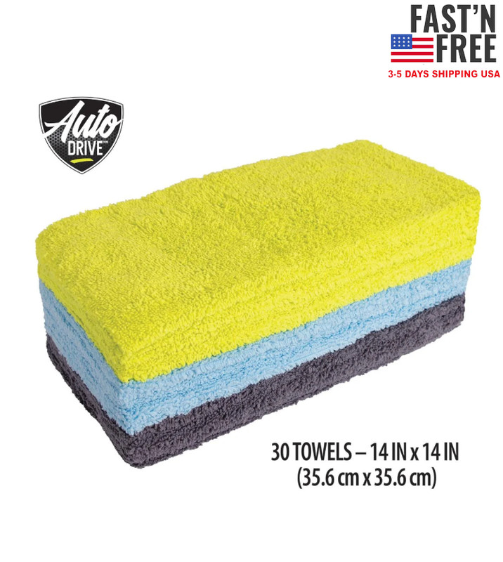 Auto Drive Multipurpose Microfiber Towels 14"" x 14"" Multicolor 30 Pack gallery