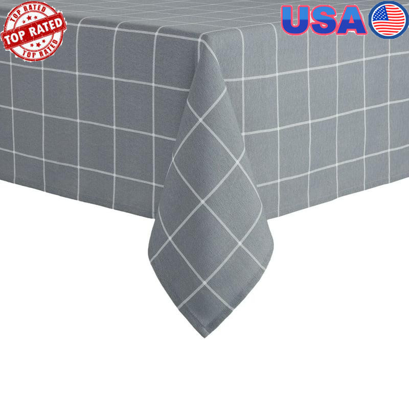 60"W x 84"L Grey Fabric Tablecloth Easy Care Cotton/Polyester Blend Dining Decor gallery