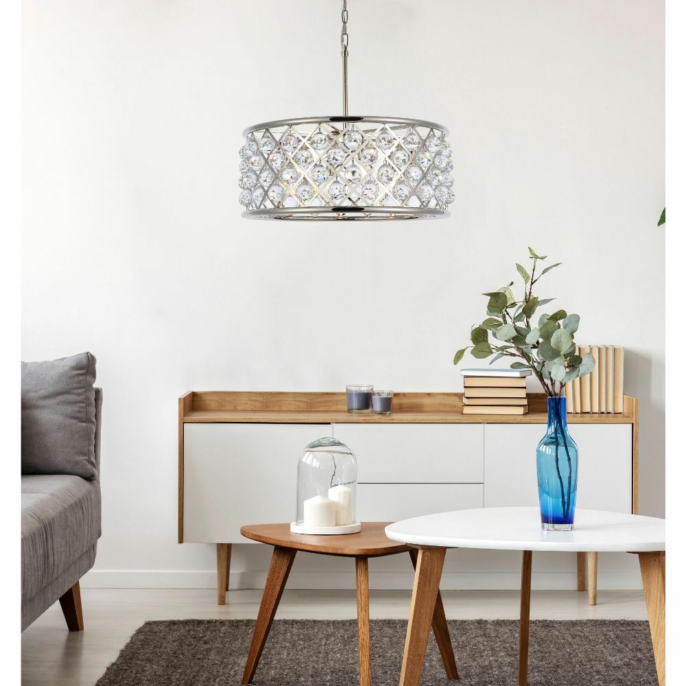 Chandelier Light Fixture Polished Nickel Crystal Balls Dining or Living Room 25" gallery