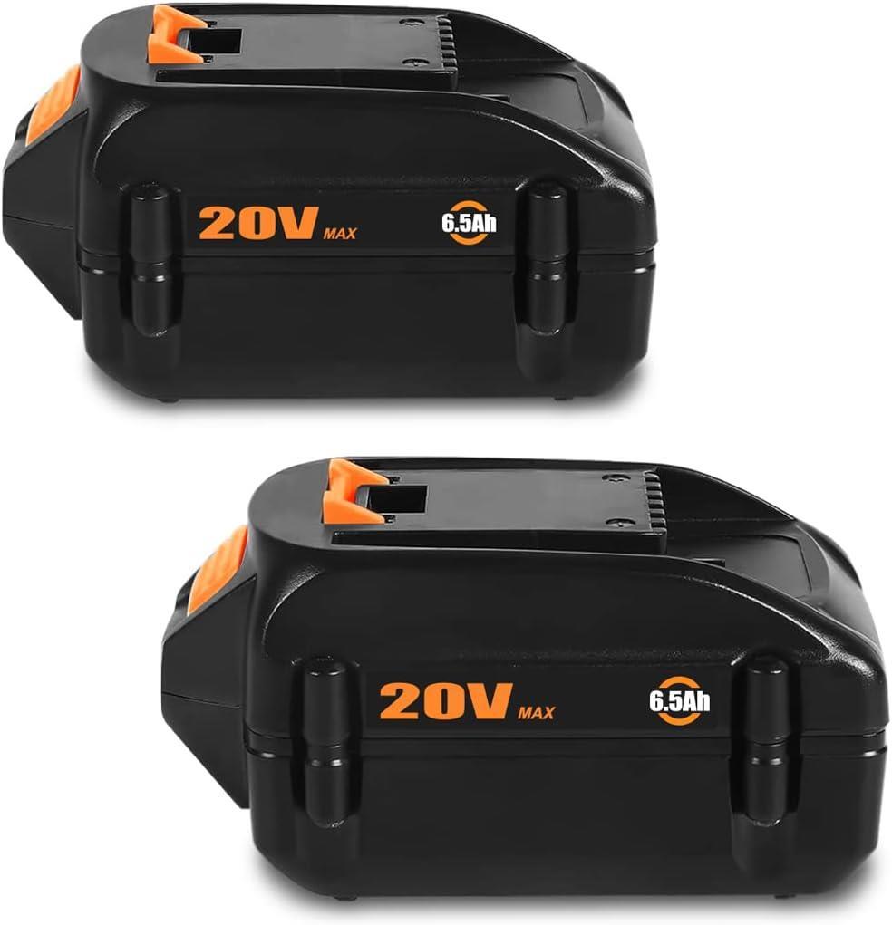2 PACK 6.5Ah High Capacity Lithium Battery for WORX 20V WG543 WG163 Battery gallery