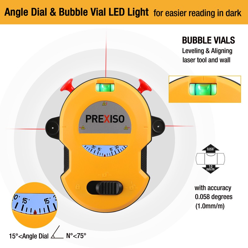 PREXISO Multi Surface Laser Level LED Light 30Ft Horizontal Vertical Line Laser gallery