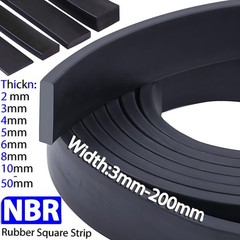 Solid Black Nitrile NBR Rubber Square Strip – Various Lengths, Widths And Thickn