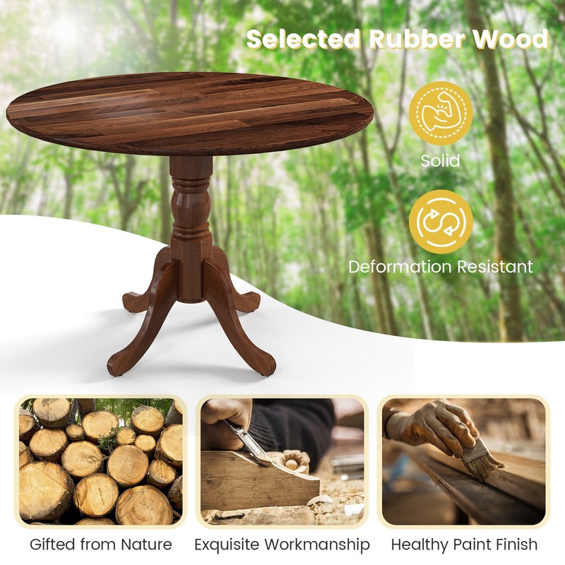 Wooden Dining Table Rustic Dining Table w/ Round Tabletop & Curved Trestle Legs gallery