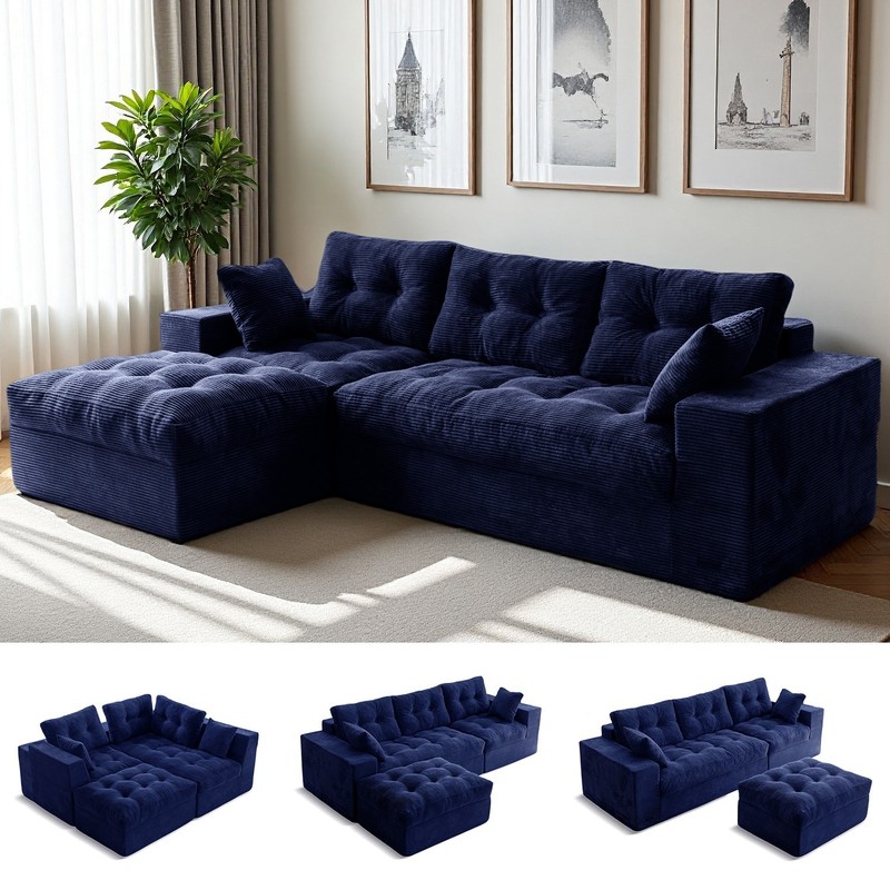 MAXYOYO 104"Modular Sectional Cloud Couch with Ottoman,Oversized Boneless Couch gallery