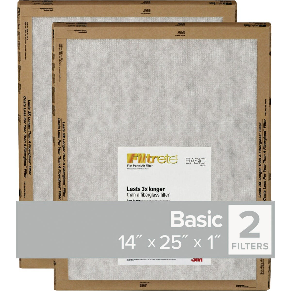 Filtrete 14 In. x 25 In. x 1 In. Basic MPR Flat Panel Furnace Filter, MERV 2 gallery