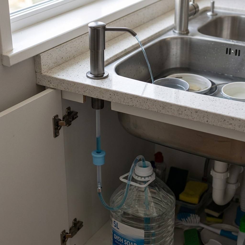 Gun Gray Soap Dispenser Pump with 1m Extension Tube Kitchen Sink Accessory gallery