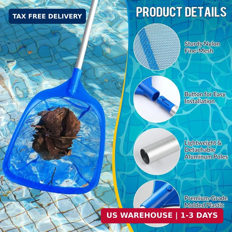 Pool Skimmer Net, Deep Pool Leaf Net with Reinforced Frame, Large Capacity Rake gallery