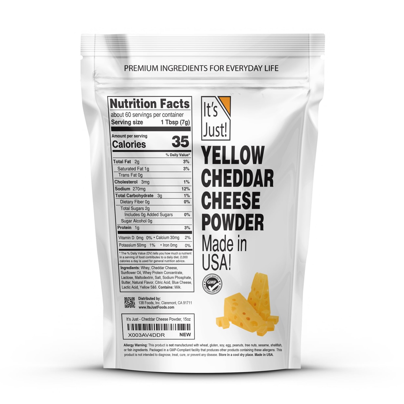 It's Just - Cheddar Cheese Powder, 15oz, Made with Real 15 Ounce (Pack of 1) gallery