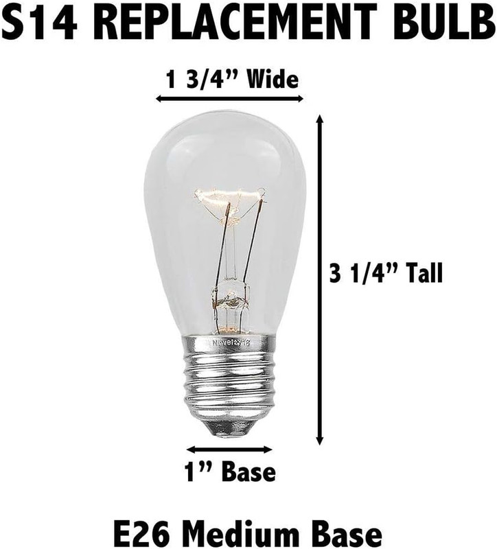 25 Pack S14 Outdoor Patio Edison Replacement Bulbs, E27 Medium Base, Multi, 11 W gallery