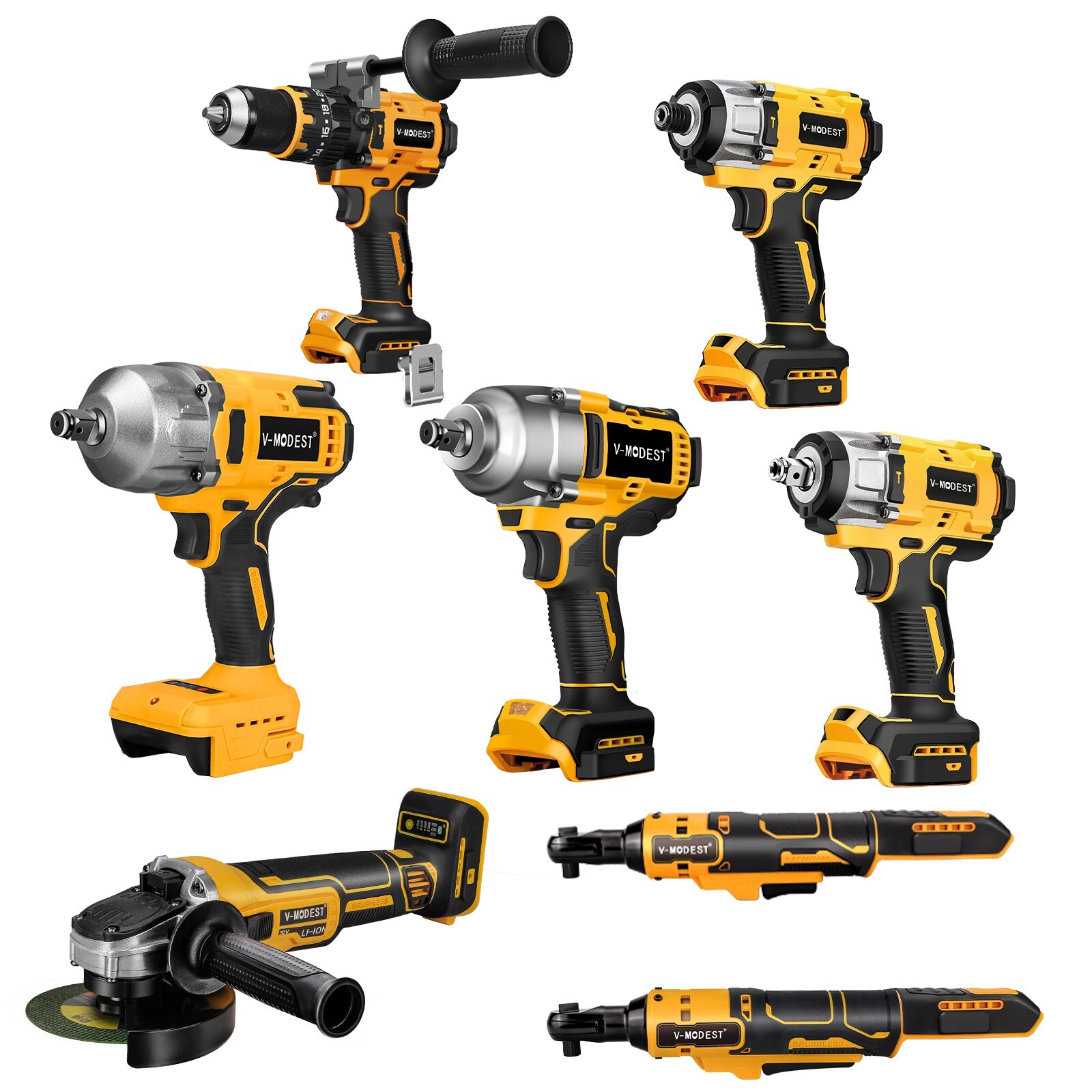 FOR DEWALT 20V MAX Power Tool Combo Kit Impact Wrench/Angle Grinder/Hammer Drill gallery