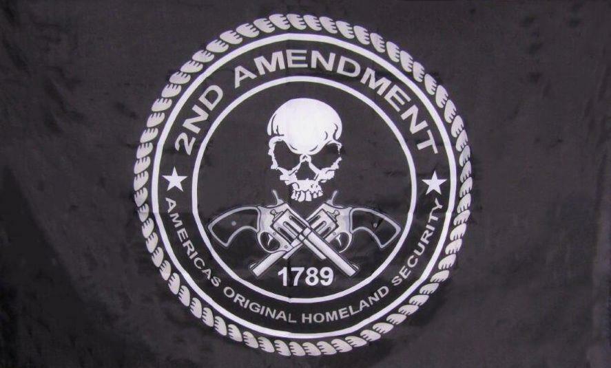 2nd Amendment America's Original Homeland Security 1789 3' x 5' Flag Skull Guns gallery