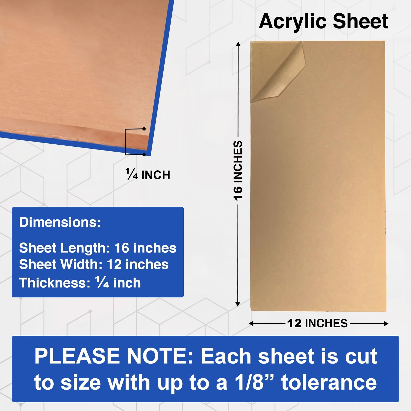 Duco Clear Cast Acrylic Sheets 1/4" (6mm) Thick 12" x 16" - 1 Pack of USA-Mad... gallery