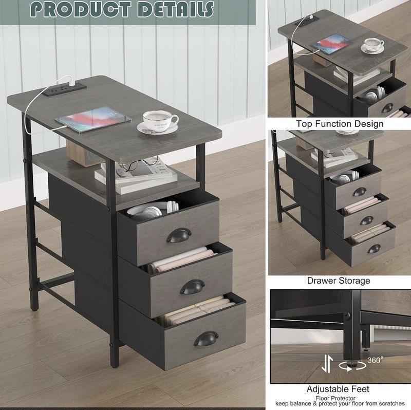 End Table with Charging Station,LED Side Tables with USB Ports and Outlets. NEW gallery