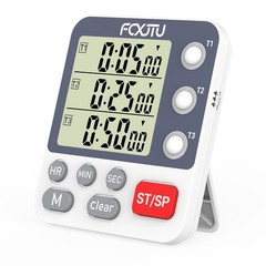 FCXJTU Digital Dual Kitchen Timer, 3-Channel Magnetic Countdown Stopwatch Tim…