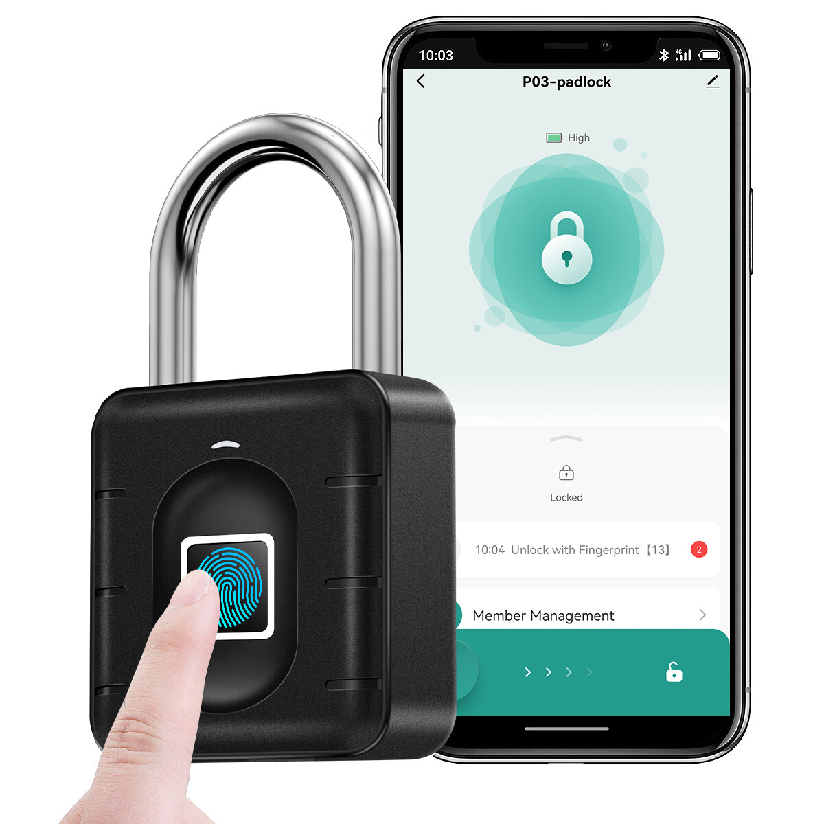 Waterproof Fingerprint Padlock Lock Smart APP Bluetooth Lock Door Keyless gallery