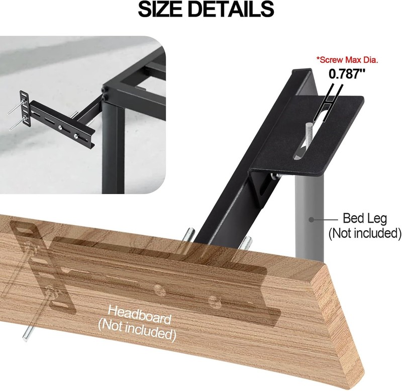 2 Pack Universal Adjustable Headboard Brackets Kit for Bed Base gallery