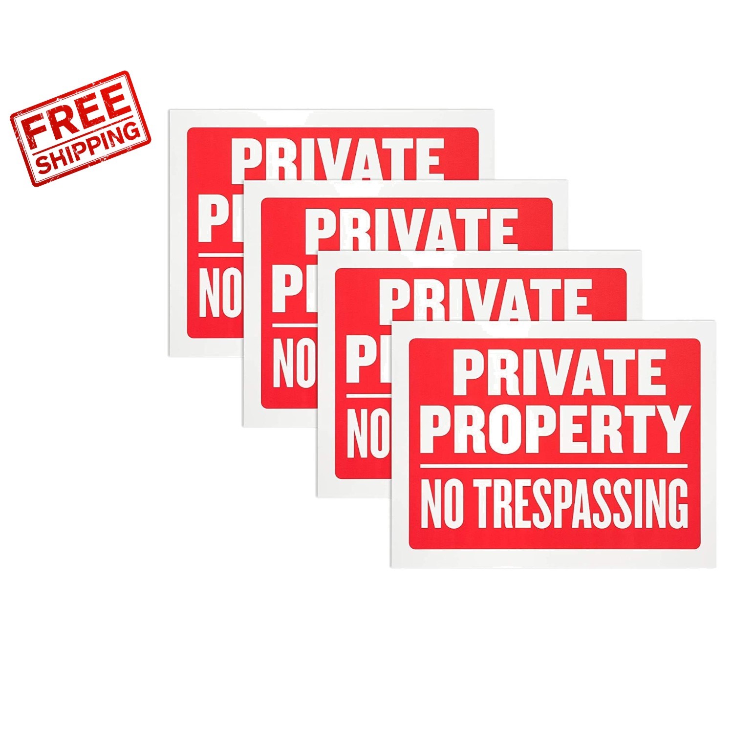 9x12 Inch No Trespassing Sign Set - 4 Weatherproof Signs for Property Security gallery