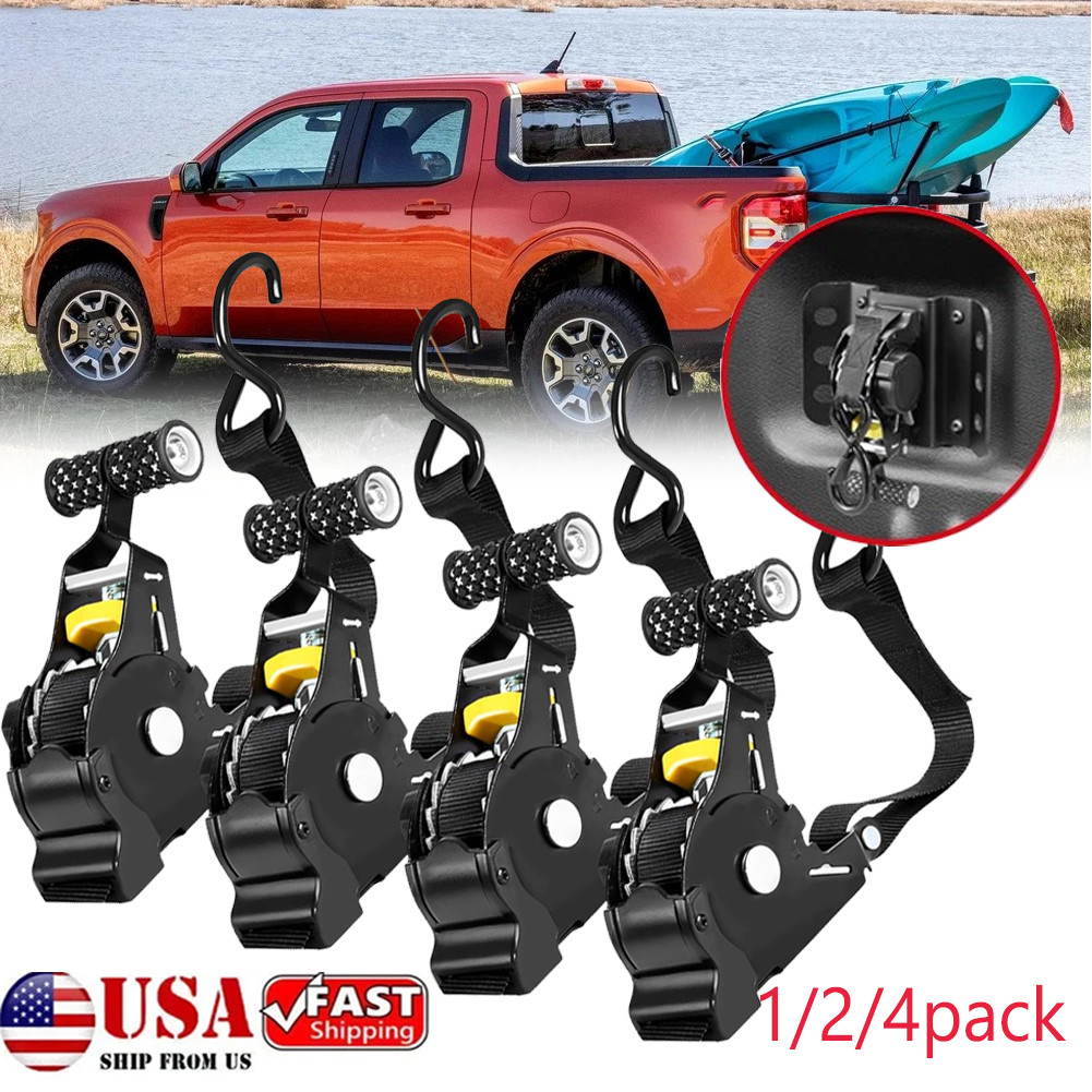 1/2/4x Retractable Ratchet Straps Heavy Duty Auto Self Retracting Tie Down Strap gallery