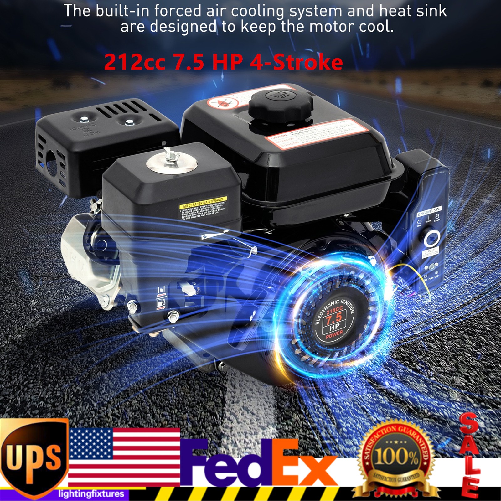 212cc 7.5 HP Electric Start Horizontal Engine Go Kart Gas Engine Motor 4-Stroke gallery