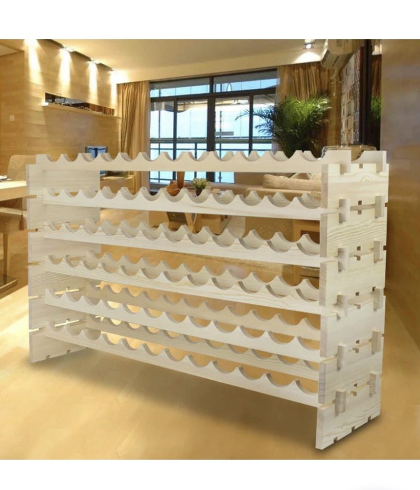 ZENY 72 Bottles Holder Wine Rack Stackable Storage - Pinewood