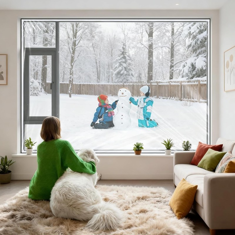 Heavy Duty Window Insulation Kit for Winter - 75 in x 79 in Clear Plastic 180㎛ gallery
