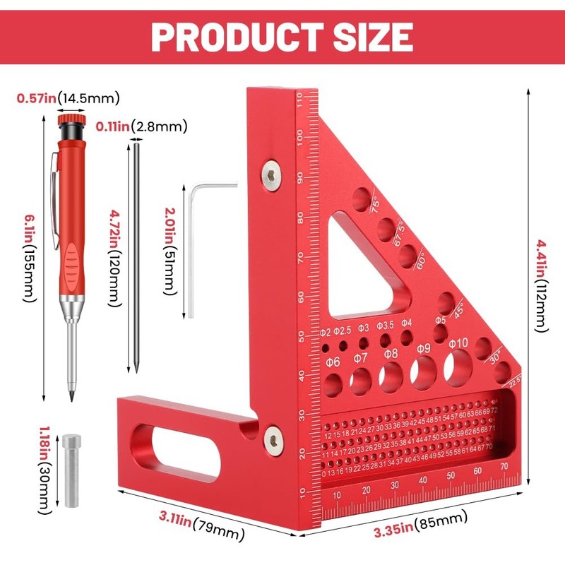 3D Multi-Angle Measuring Ruler Carpenter Square Layout Tool for Woodworking gallery