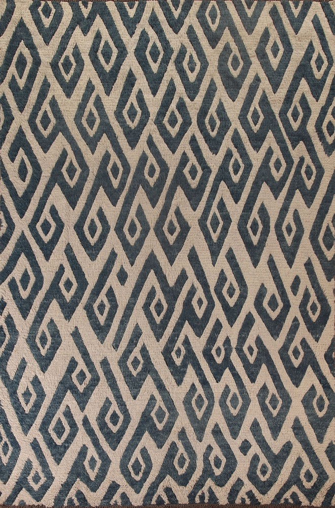 Statement Luxury Geometric Hand-Knotted Moroccan Indian Rug Modern Decor 9x11 ft
