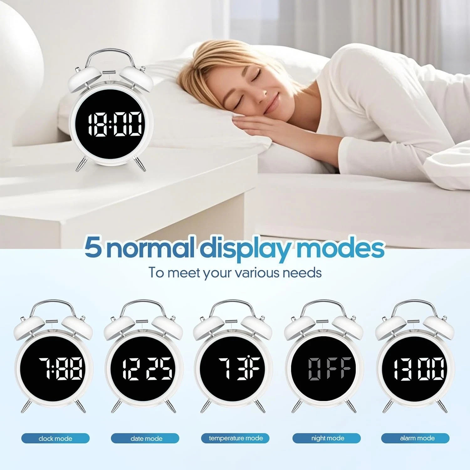 Extra Loud Alarm Clock for Heavy Sleepers Adults, Teens,Kids,Cute Retro Metal,Ol gallery